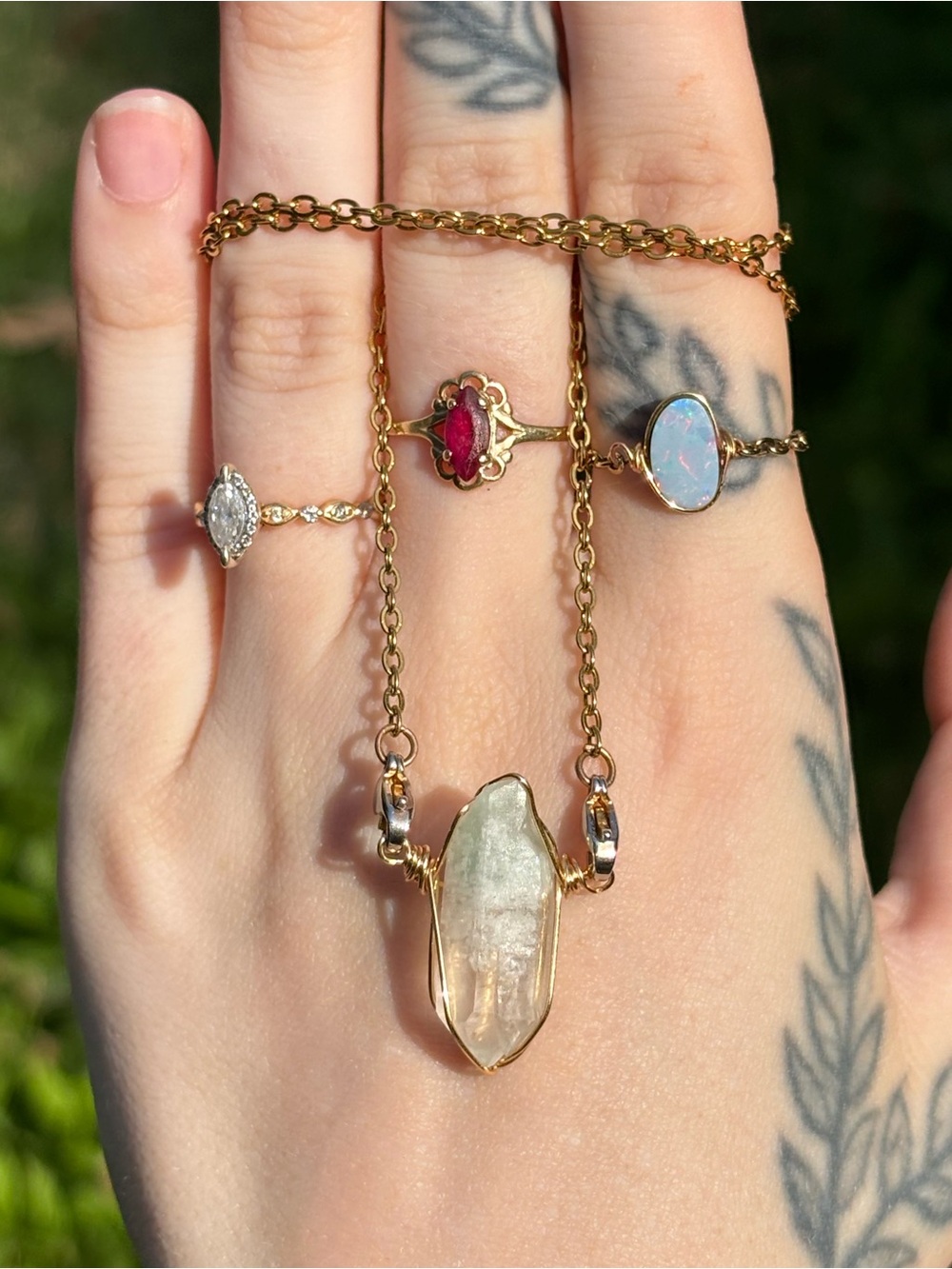 Rare fuchite in quartz interchangeable necklace
